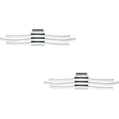 Modern Chrome LED Ceiling Light 2 Pack with White Shade