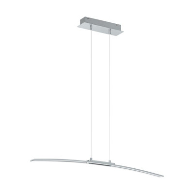 Modern Chrome Pendant Ceiling Light with White Shade - Includes 30W LED Bulb