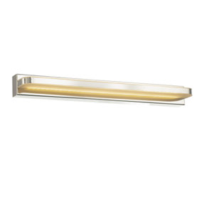 Modern Chrome Plated LED Bathroom Strip Wall Lamp with Switch Button and Glass