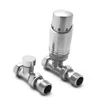 Modern Chrome Straight Thermostatic Radiator Valves 15mm Pair