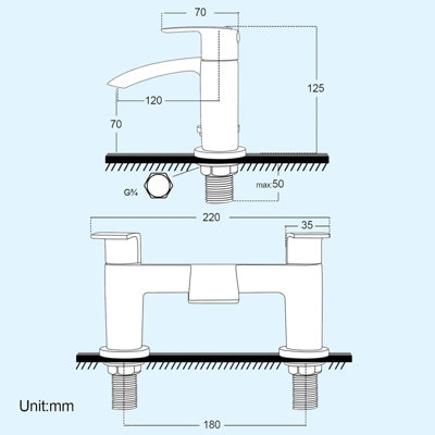 Modern Chrome Waterfall Bath Filler Mixer Tap Bathroom Round - 5