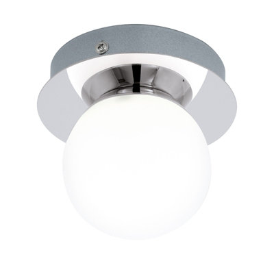 Modern Chrome & White Glass LED Flush Mount Ceiling Light