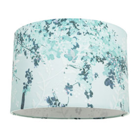 Modern Classic Duck Egg and Emerald Green Floral Fabric Shade with Inner Lining