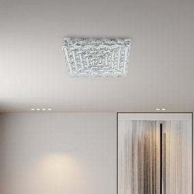 Modern Clear Finish Square Crystal Ceiling Light 40cm x 40cm