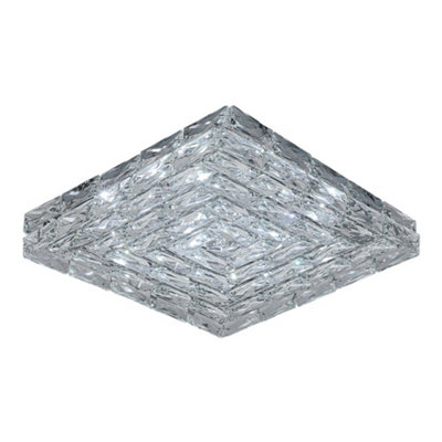 Modern Clear Finish Square Crystal Ceiling Light Cool White Light 36W 40cm