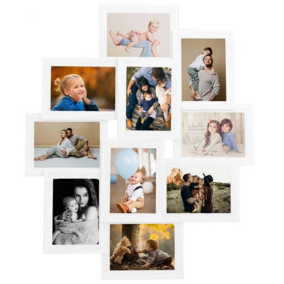 Modern Collage Photo Frame for 10x(13x18 cm) Picture White MDF