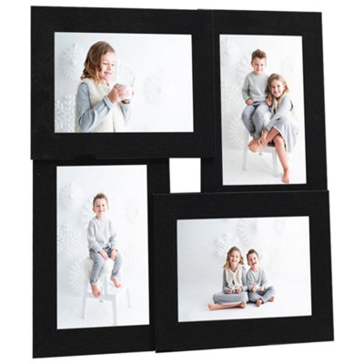 Modern Collage Photo Frame for 4x(10x15 cm) Picture Black MDF