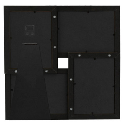 Modern Collage Photo Frame for 4x(10x15 cm) Picture Black MDF