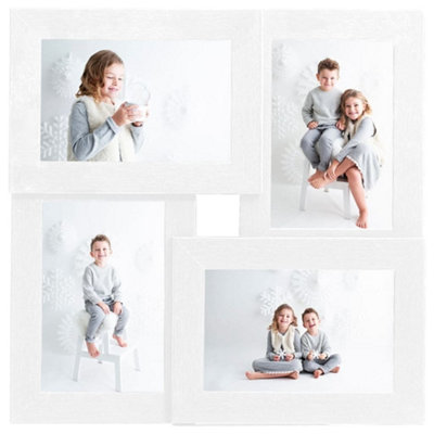 Modern Collage Photo Frame for 4x(10x15 cm) Picture White MDF