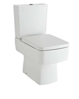 Modern Compact Semi Flush to Wall Pan and Cistern WC Toilet (No Seat), 800mm x 355mm, White