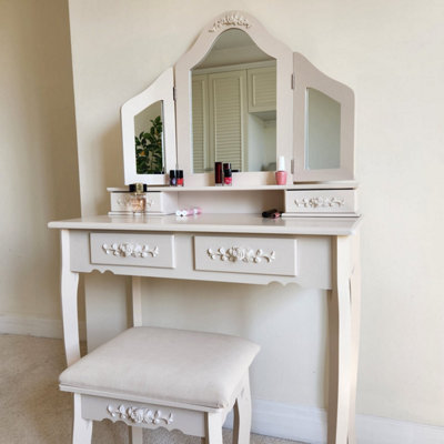 Cream triple dressing on sale table mirror