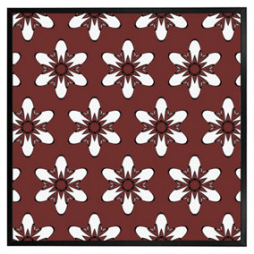 Modern decorative floral pattern (Picutre Frame) / 16x16" / Black