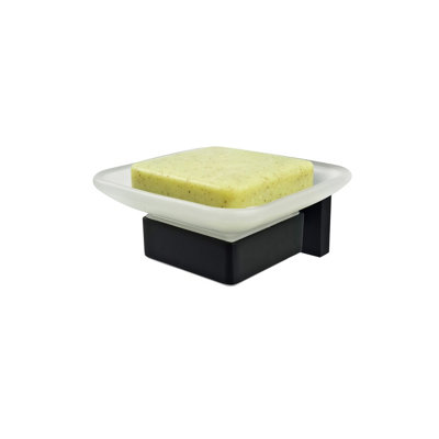 Modern Designer Bathroom Glass Soap Holder Black Dish & Holder Wall Mounted Accessory - 3