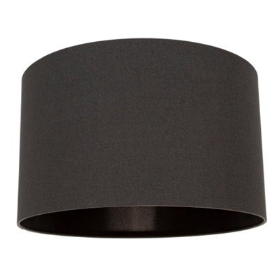 Modern Designer Black Textured Linen Lamp Shade with Inner Black Satin