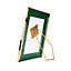 Modern Designer Gold Tone Steel Metal and Forest Green Glass 4x6 Picture Frame