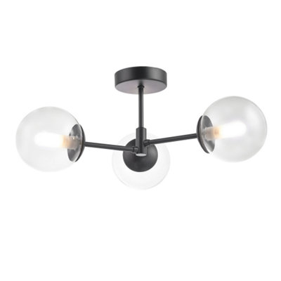 Modern Designer Mat Black Bathroom Ceiling Light Fitting with LED G9 Bulbs | DIY at B&Q