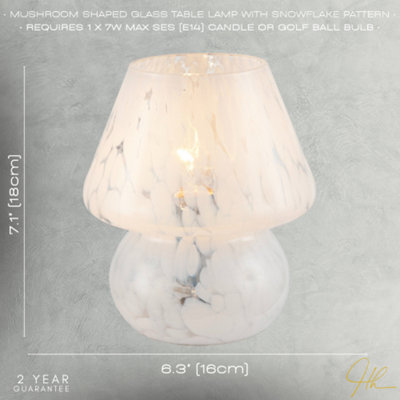 Modern Designer Mushroom Glass Table Lamp in White Snowflake Pattern