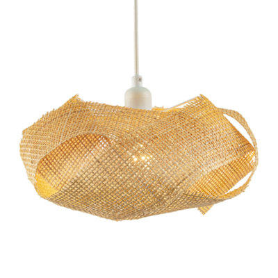 Modern Designer Natural Brown Woven Rattan Pendant Lighting Shade