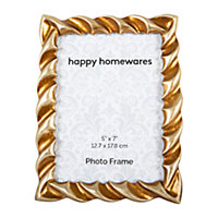 Modern Designer Resin 5x7 Picture Frame with 3D Ripple Edge in Two Tone Gold