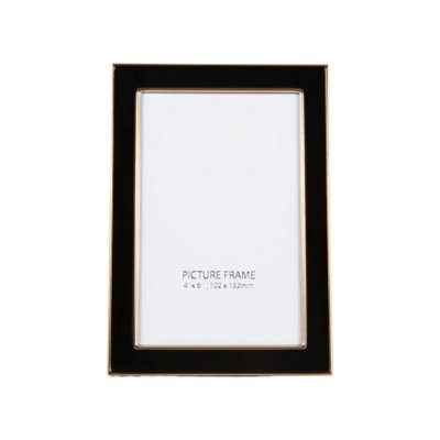 Modern Designer Shiny Gold Metal and Black 4x6 Picture Frame for Wall ...