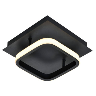 Modern Designer Square Strip 3000k LED Ceiling Lighting Fitting in Matte Black