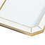 Modern Designer White Gloss Epoxy 4x6 Picture Frame with Gold Plated Metal Trim