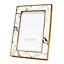 Modern Designer White Marble Print 4x6 Frame with Clear Enamel and Gold Metal