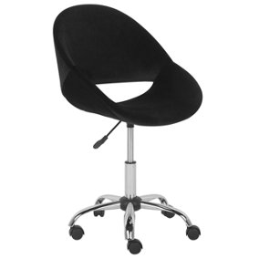 Modern Desk Chair Velvet Black SELMA