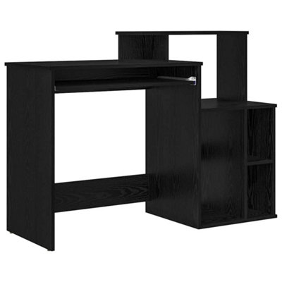 Modern Desk with Storage Black Oak 120.5x44x88.5 cm Engineered Wood