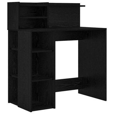 Modern Desk with Storage Black Oak 90x48x101.5 cm Engineered wood