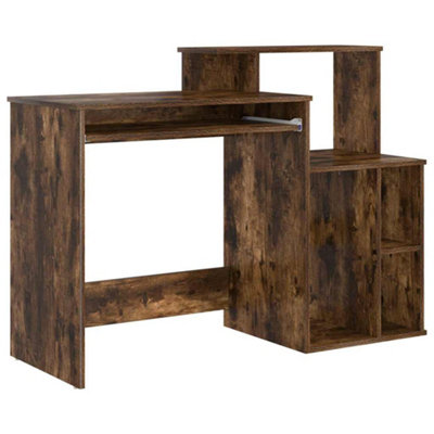 Modern Desk with Storage Smoked Oak 120.5x44x88.5 cm Engineered Wood