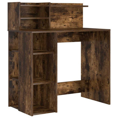 Modern Desk with Storage Smoked Oak 90x48x101.5 cm Engineered Wood