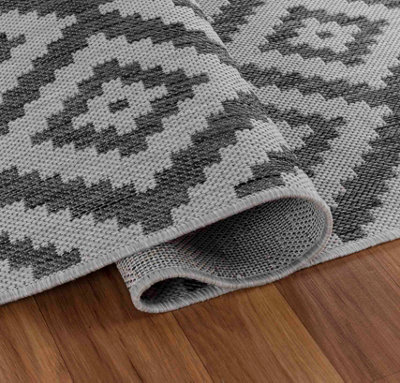 Modern Diamond Design Outdoor-Indoor Rugs Dark Grey 50x80 cm