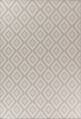 Modern Diamond Design Outdoor-Indoor Rugs Silver 50x80 cm