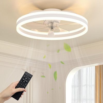 41" Modern Flush Mount Ceiling Fan With Lights - Tri-Color LED & Remote Control For Low Profile Rooms
