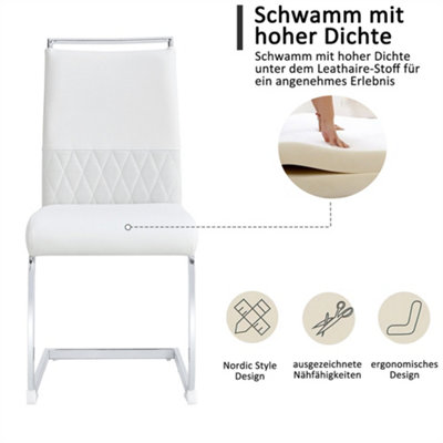 Modern Dining Chairs Set of 2, PU Faux Leather and Linen, High Back ...