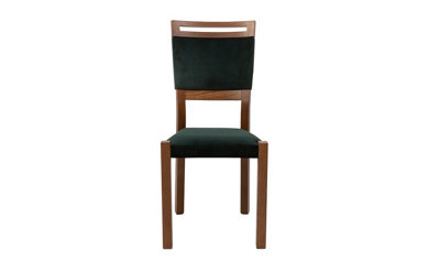 Modern Dining Room Chair Solid Wood Frame Green Velvet Padded Oak Effect Gent