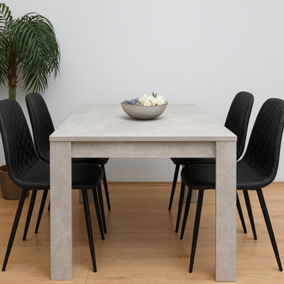 Modern Dining Table Set With 4 Black Faux Leather Chairs Dining Room ...