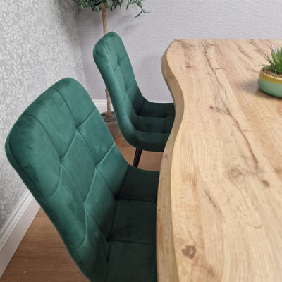 Modern Dining Table Set With 4 Green Velvet Chairs Kitchen Dining Room ...