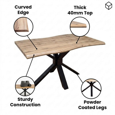 Modern Dining Table with 4 Gem pattern Cream Faux Leather Chairs ...