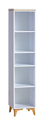 Modern Display Charm: Gappa Bookcase, White & Mountain Ash, H1730mm W381mm D340mm