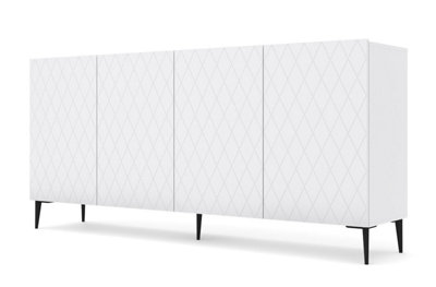 Modern Diuna Sideboard Cabinet in White Matt and Black Legs 1450mm