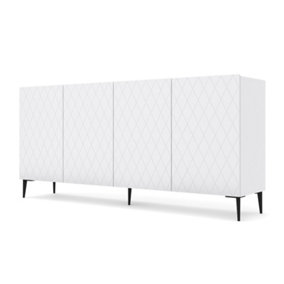 Modern Diuna Sideboard Cabinet in White Matt and Black Legs 1450mm