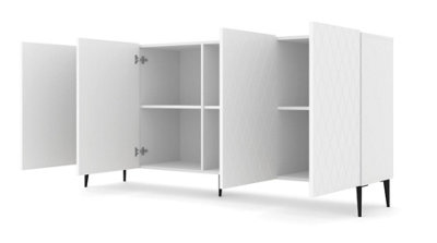 Modern Diuna Sideboard Cabinet in White Matt and Black Legs 1930mm