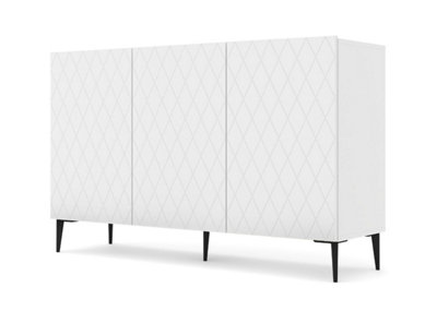 Modern Diune TV Cabinet in White Matt and Black Legs 1450mm