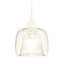 Modern Double Clear Glass Rounded Pendant Light Shade with Inner Ribbed Detail