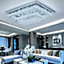 Modern Double Tiers Drop Crystal LED Flush Mount Ceiling Light Fixture Chandelier 80cm White Light