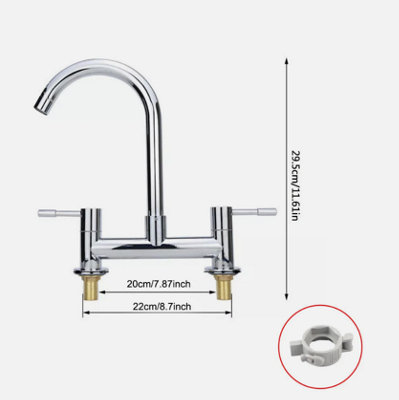 Modern Dual Lever Chrome Kitchen Sink Mixer Taps 2 Hole Deck Mounted ...