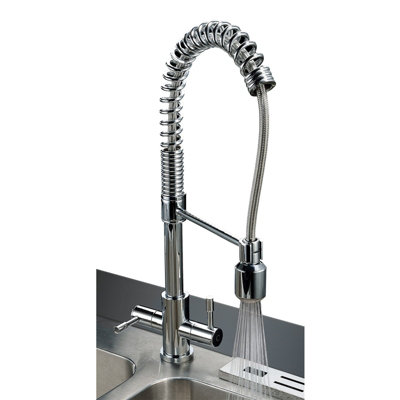 Modern Dual Lever Pull Out Kitchen Mixer Tap Faucet Chrome