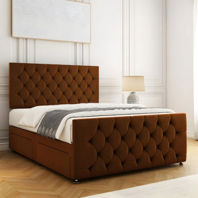 Modern Ease Divan Bed Set with storage drawers & Mattress, Brown